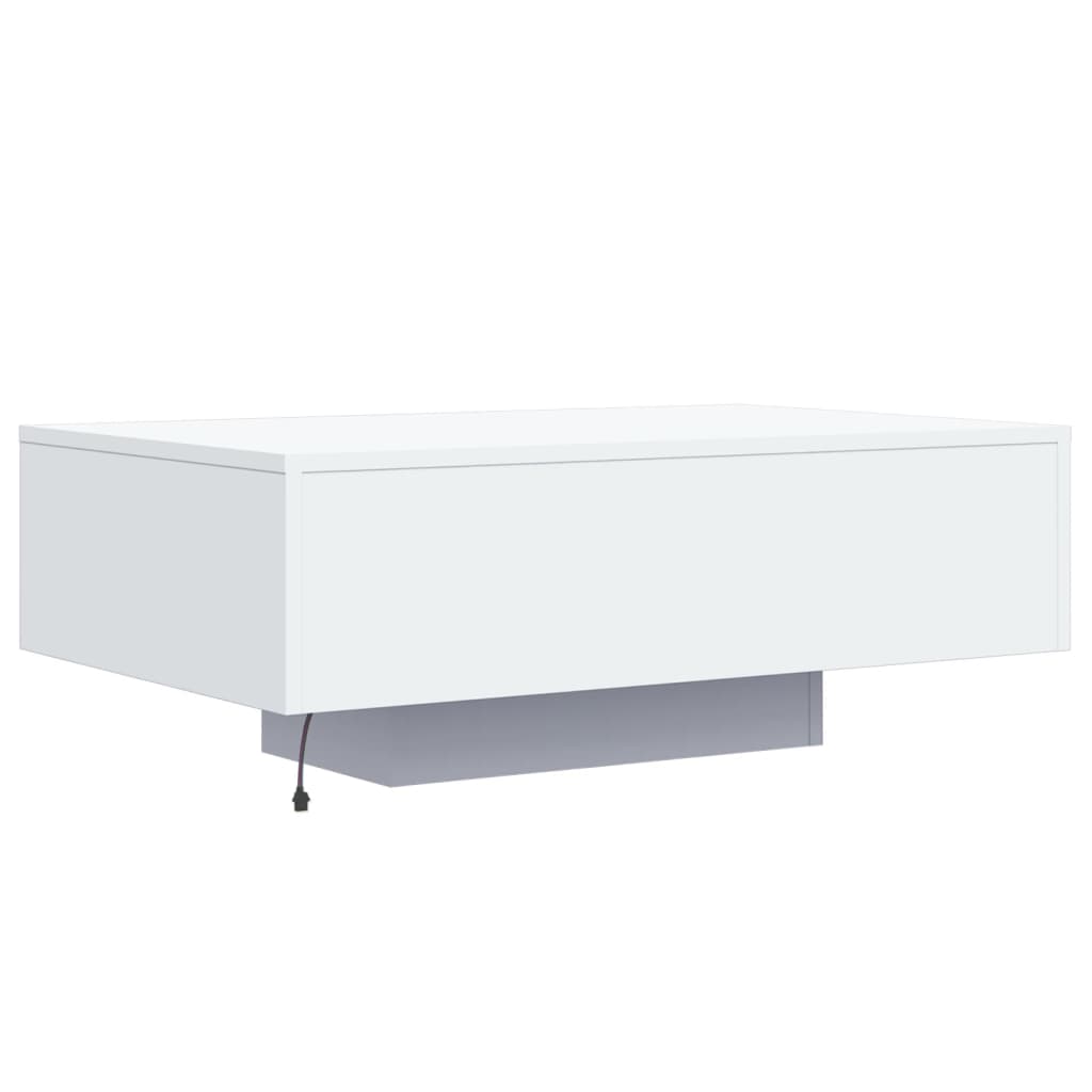 vidaXL Stolik kawowy z oświetleniem LED, biały, 85x55x31 cm