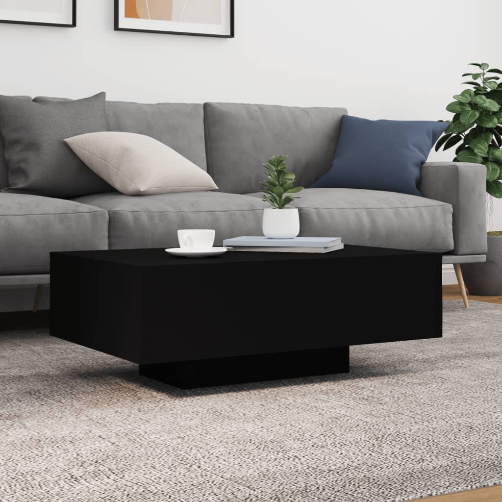 vidaXL Stolik kawowy z oświetleniem LED, czarny, 85x55x31 cm
