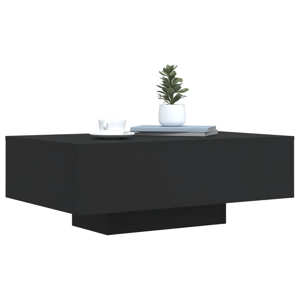 vidaXL Stolik kawowy z oświetleniem LED, czarny, 85x55x31 cm