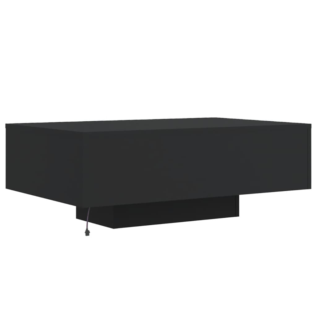 vidaXL Stolik kawowy z oświetleniem LED, czarny, 85x55x31 cm