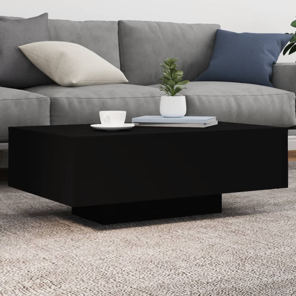 vidaXL Stolik kawowy z oświetleniem LED, czarny, 85x55x31 cm