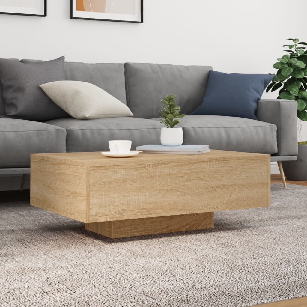 vidaXL Stolik kawowy z podświetleniem LED, dąb sonoma, 85x55x31 cm
