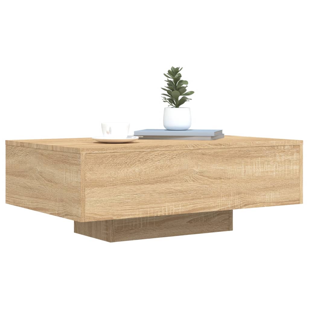 vidaXL Stolik kawowy z podświetleniem LED, dąb sonoma, 85x55x31 cm
