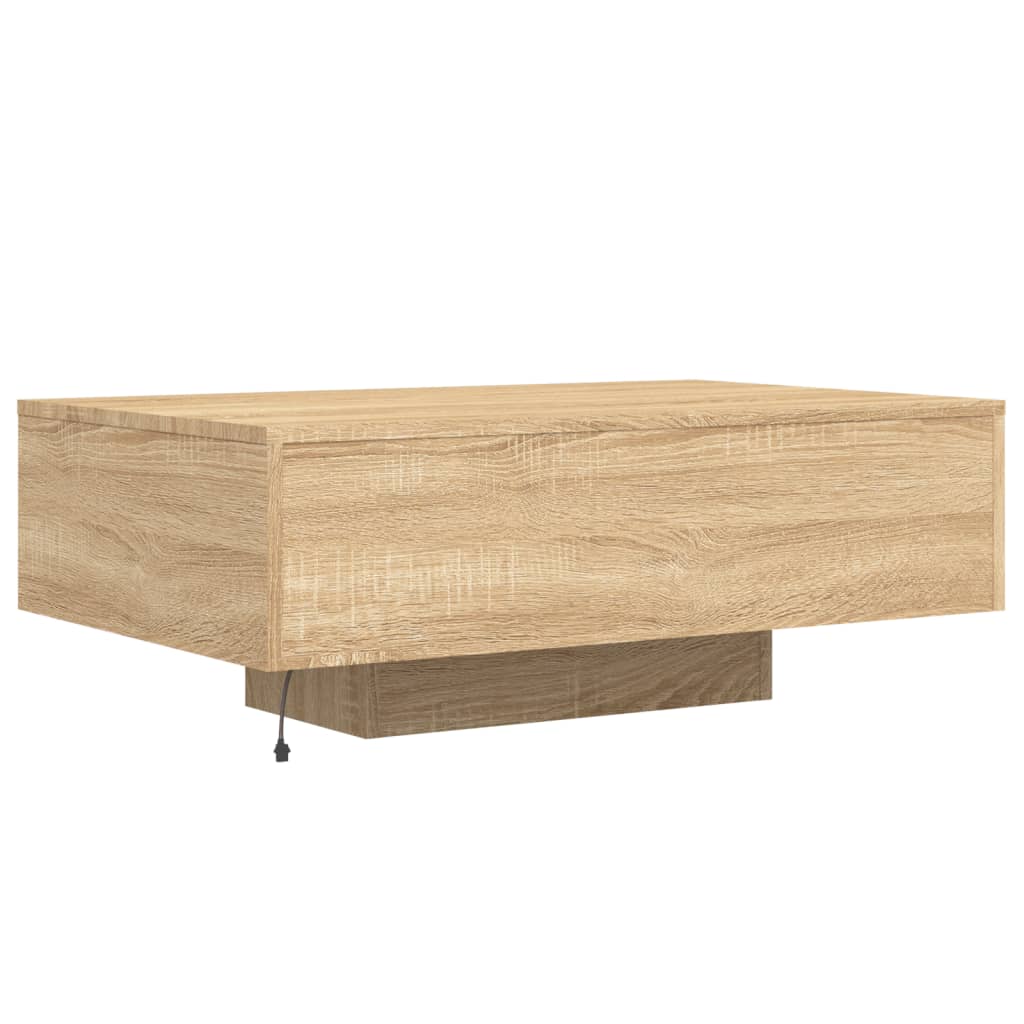 vidaXL Stolik kawowy z podświetleniem LED, dąb sonoma, 85x55x31 cm
