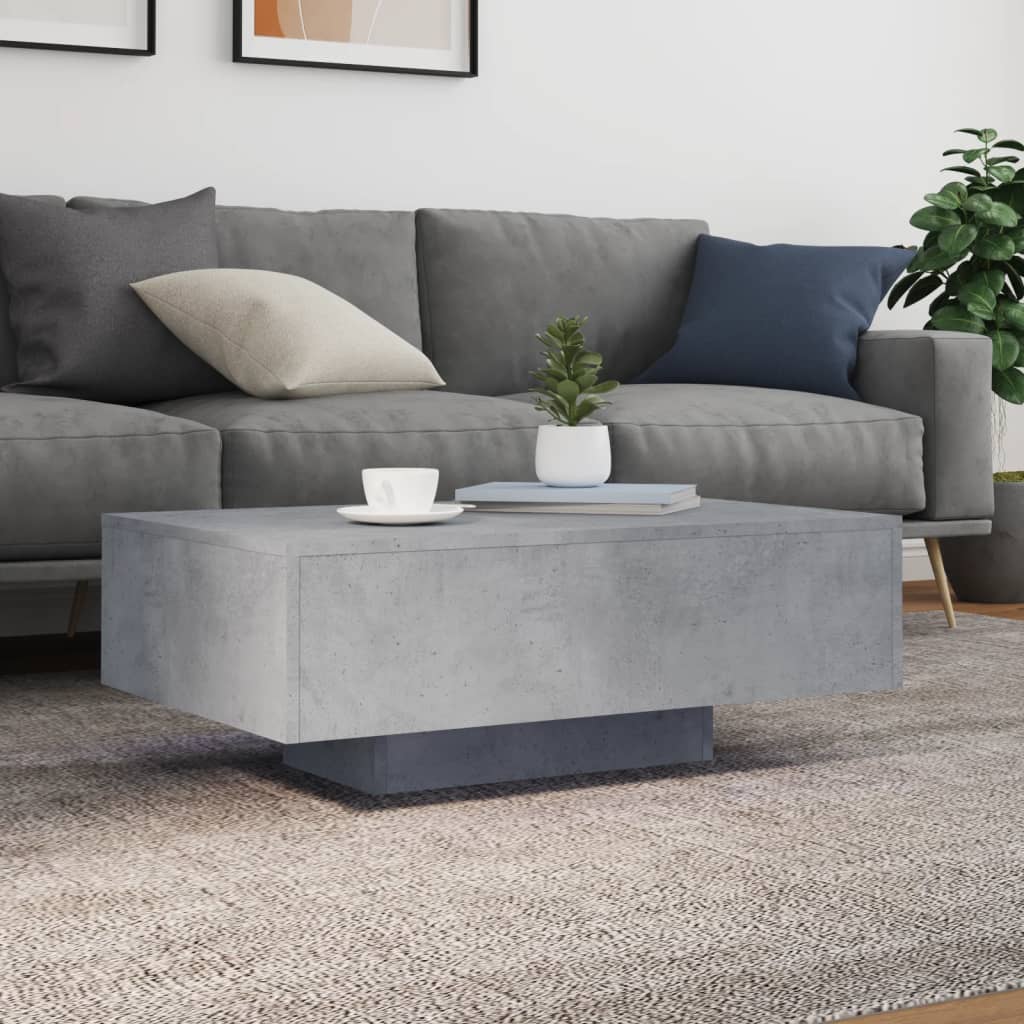 vidaXL Stolik kawowy z podświetleniem LED, szarość betonu, 85x55x31 cm