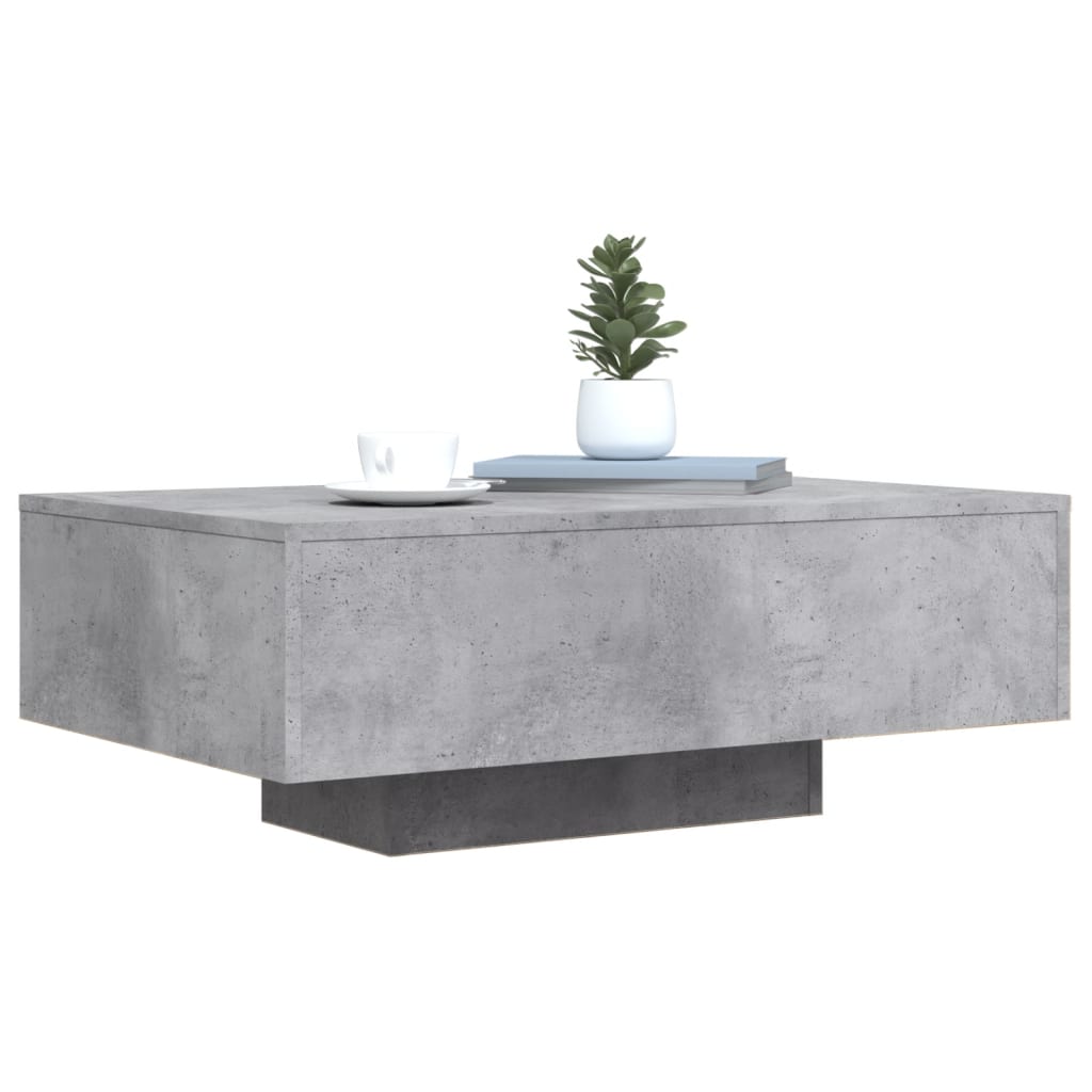 vidaXL Stolik kawowy z podświetleniem LED, szarość betonu, 85x55x31 cm