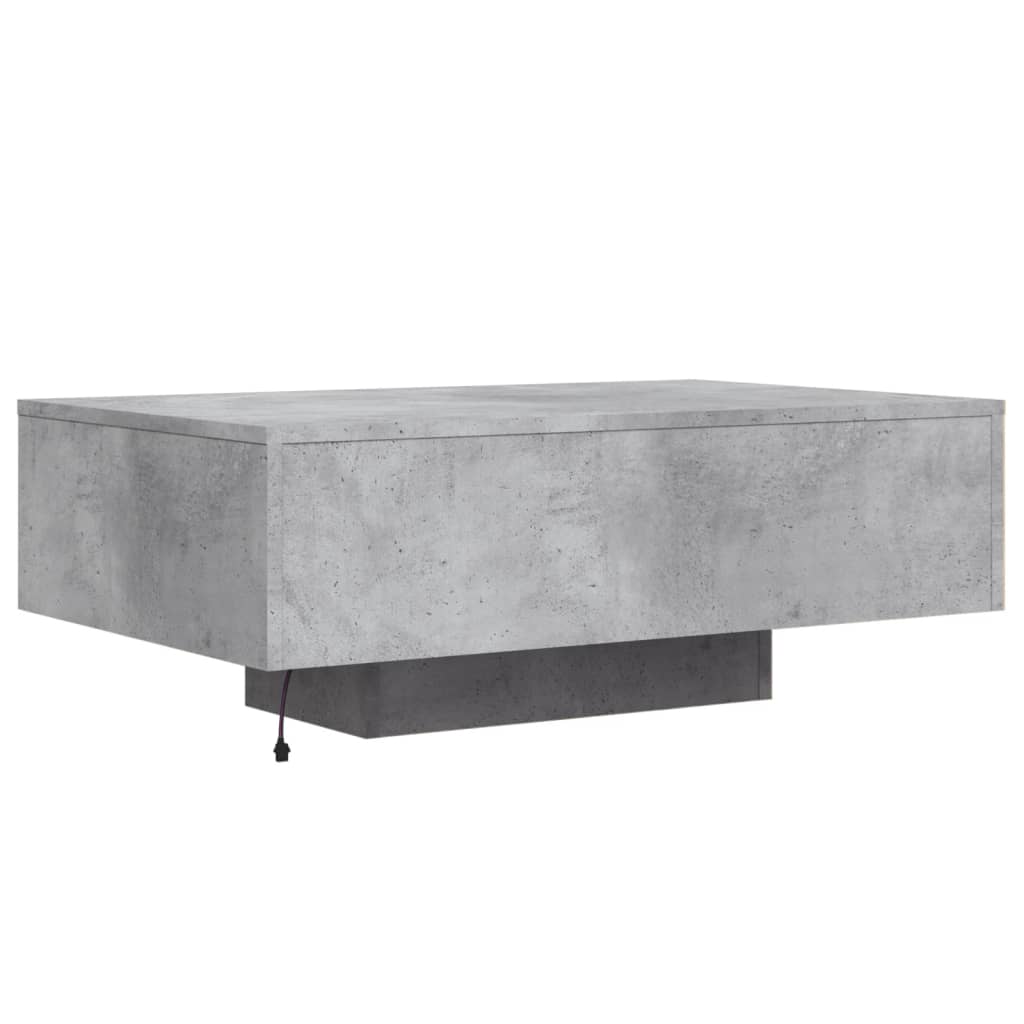 vidaXL Stolik kawowy z podświetleniem LED, szarość betonu, 85x55x31 cm