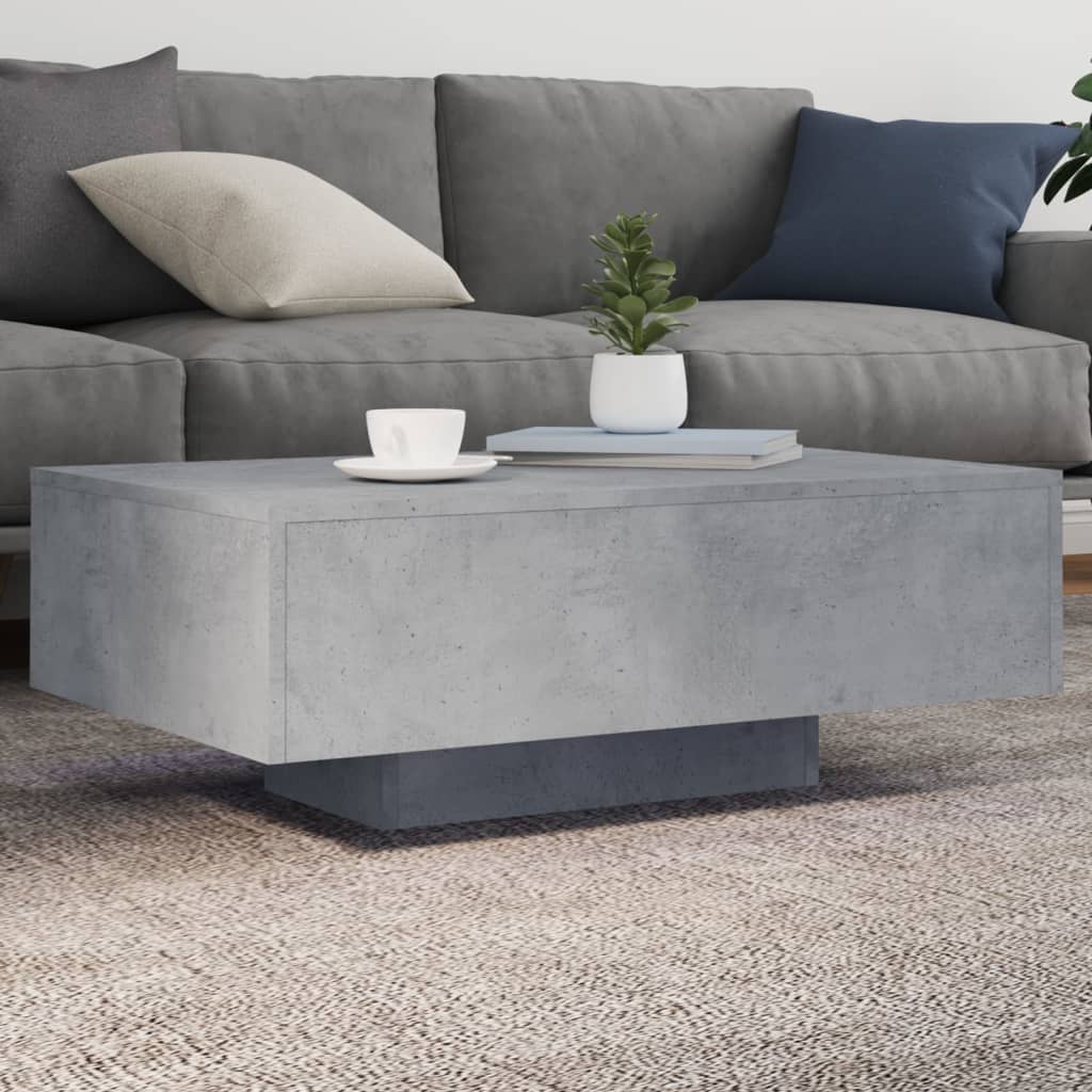 vidaXL Stolik kawowy z podświetleniem LED, szarość betonu, 85x55x31 cm