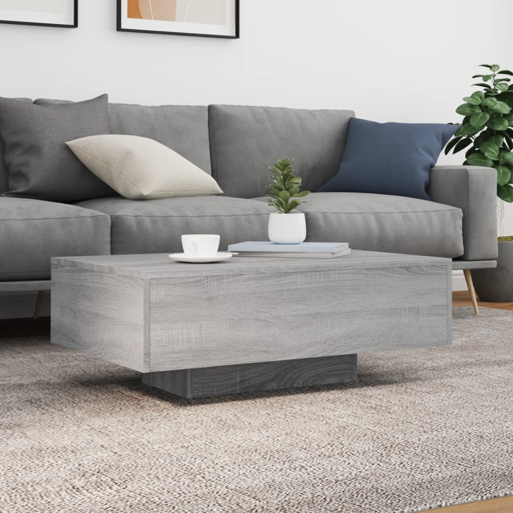 vidaXL Stolik kawowy z LED, szary dąb sonoma, 85x55x31 cm