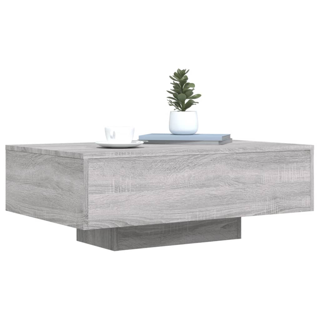 vidaXL Stolik kawowy z LED, szary dąb sonoma, 85x55x31 cm