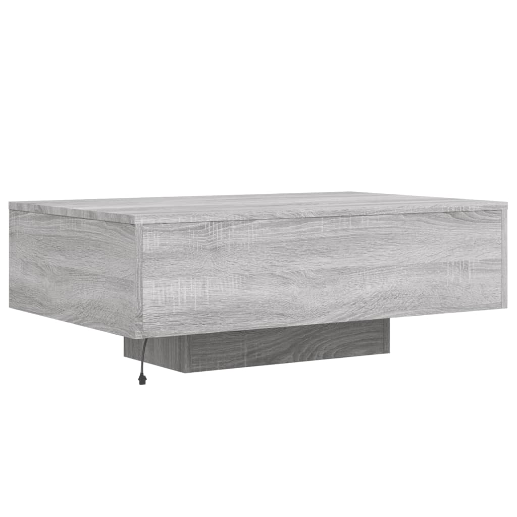 vidaXL Stolik kawowy z LED, szary dąb sonoma, 85x55x31 cm