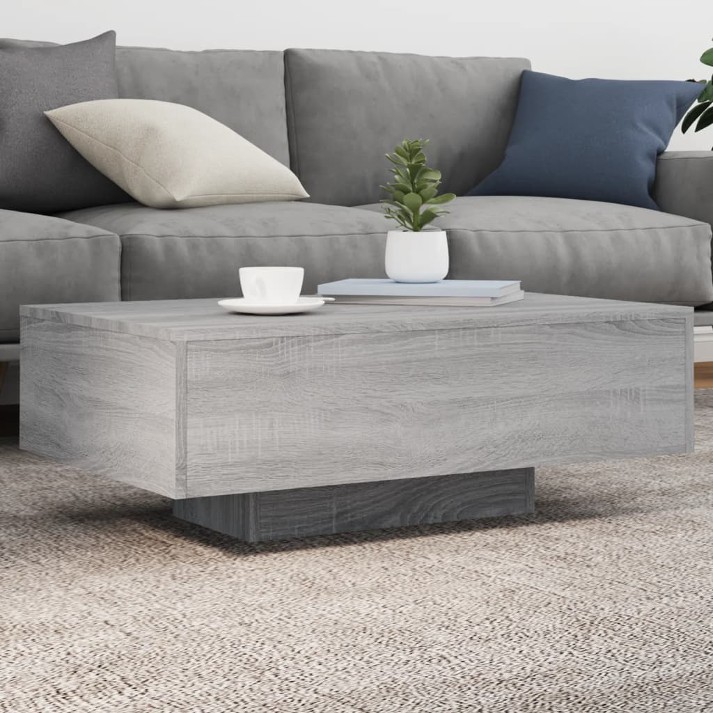 vidaXL Stolik kawowy z LED, szary dąb sonoma, 85x55x31 cm