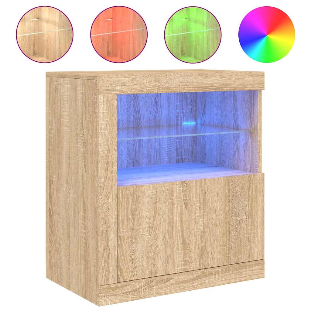 vidaXL Szafka z oświetleniem LED, dąb sonoma, 60,5x37x67 cm