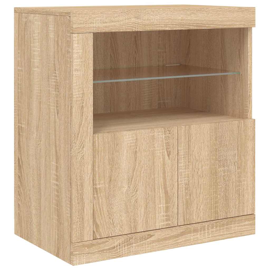 vidaXL Szafka z oświetleniem LED, dąb sonoma, 60,5x37x67 cm