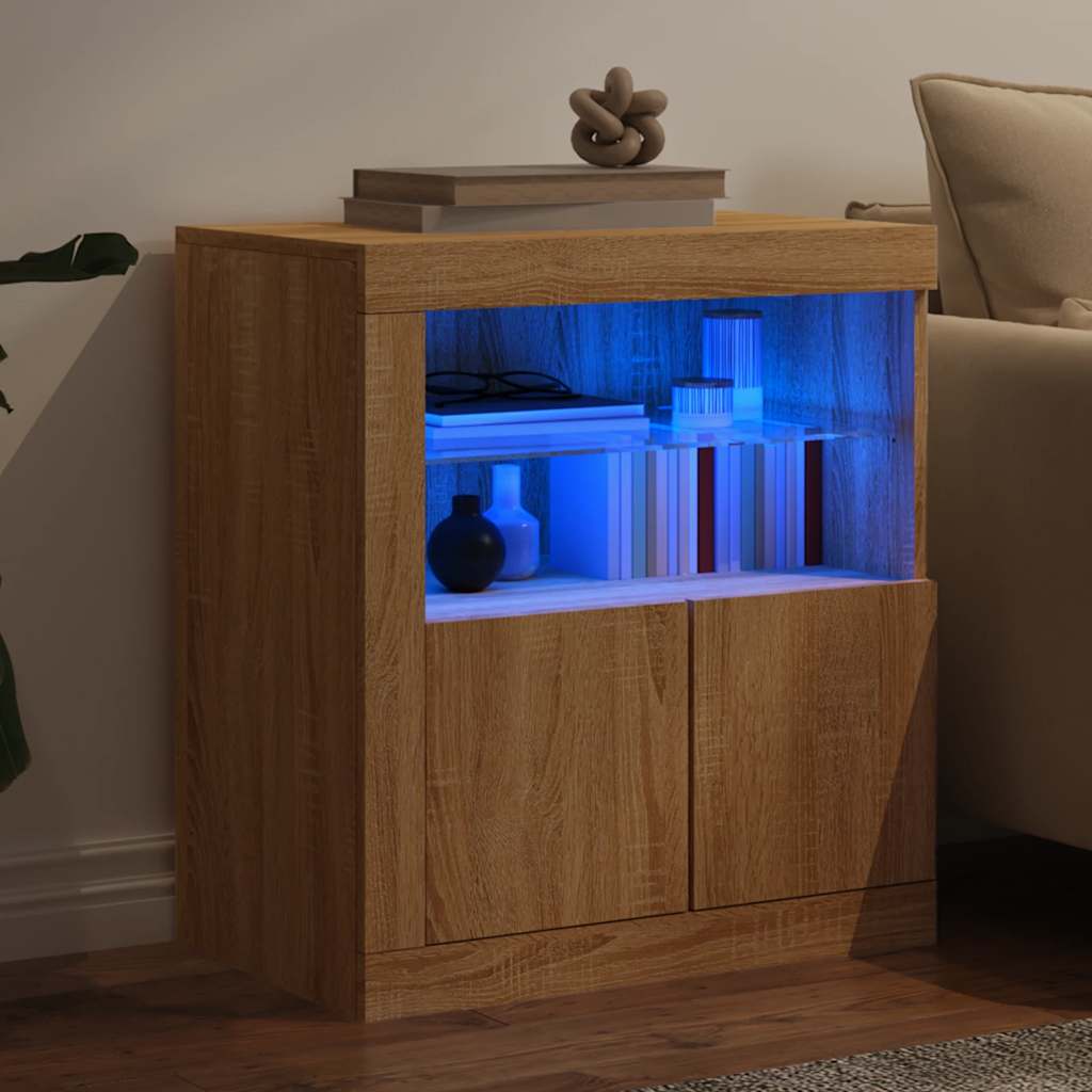 vidaXL Szafka z oświetleniem LED, dąb sonoma, 60,5x37x67 cm