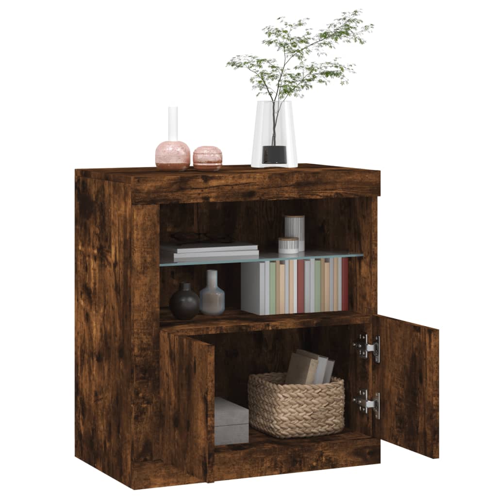 vidaXL Szafka z oświetleniem LED, przydymiony dąb, 60,5x37x67 cm