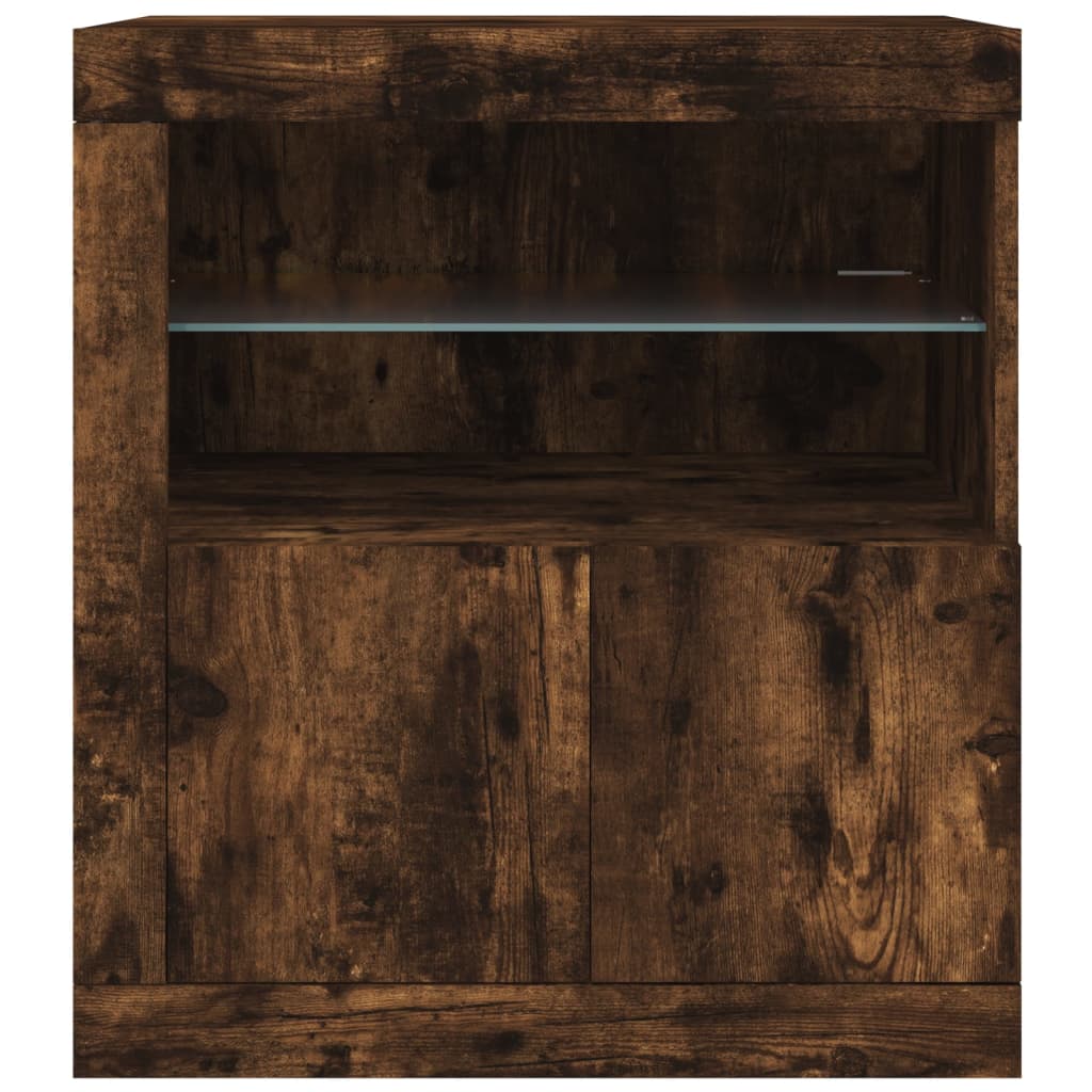 vidaXL Szafka z oświetleniem LED, przydymiony dąb, 60,5x37x67 cm