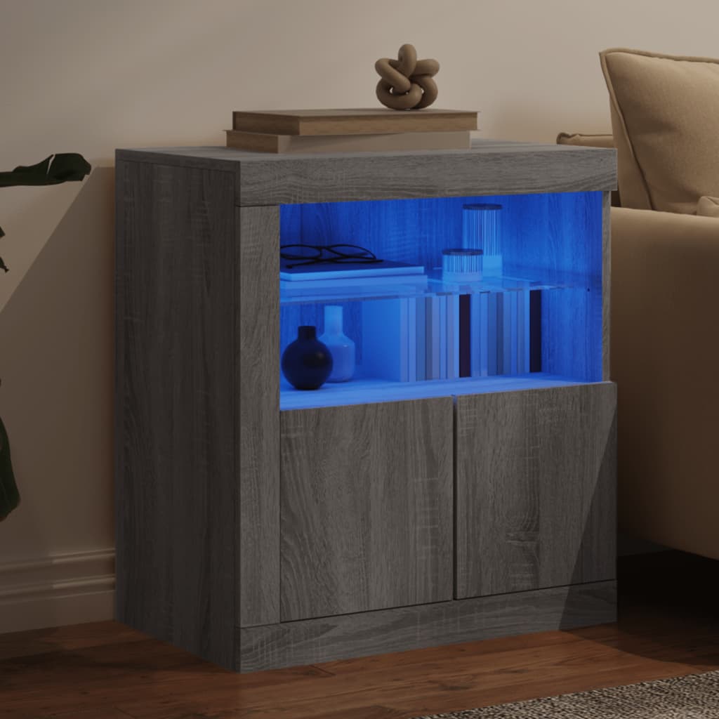 vidaXL Szafka z oświetleniem LED, szary dąb sonoma, 60,5x37x67 cm