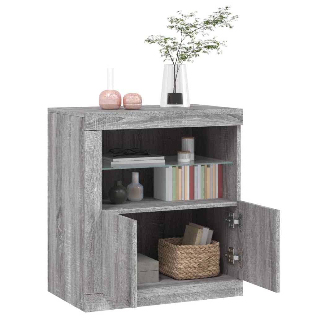 vidaXL Szafka z oświetleniem LED, szary dąb sonoma, 60,5x37x67 cm