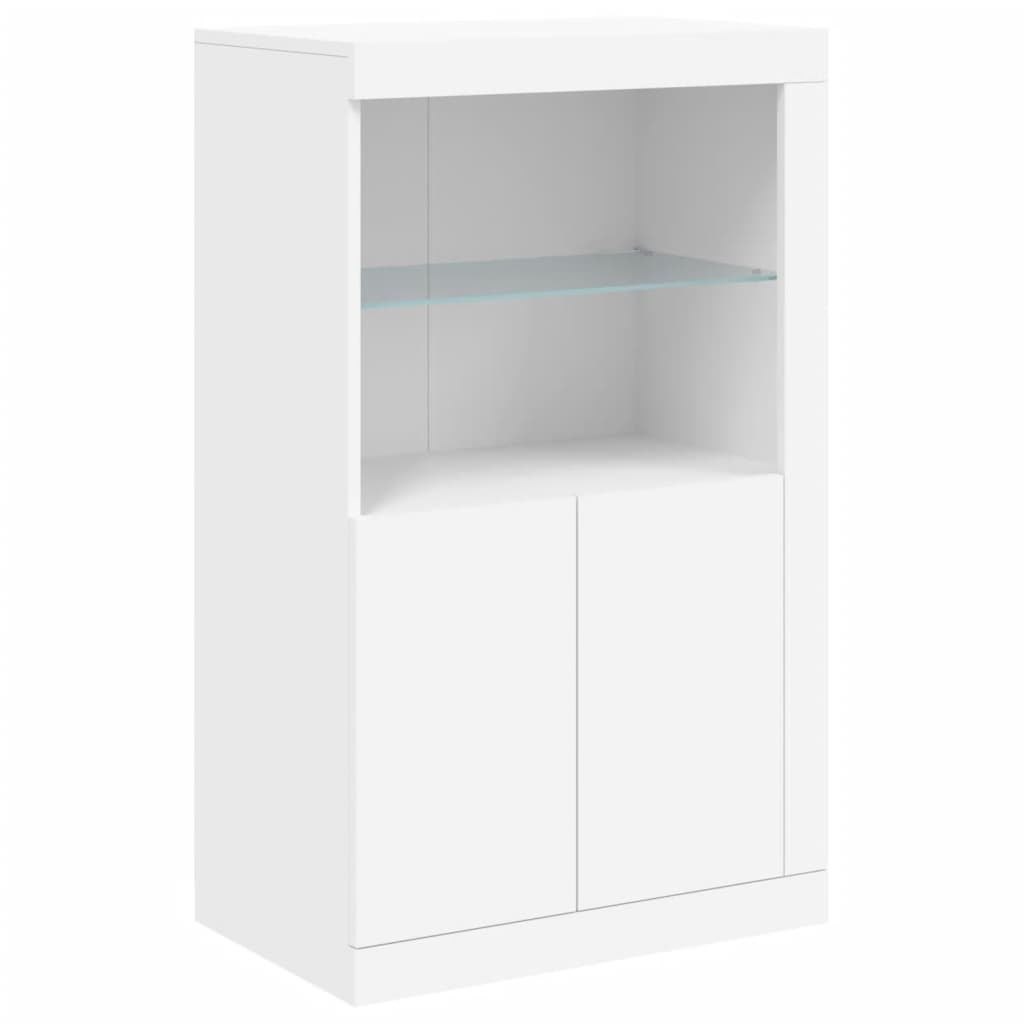vidaXL Szafka boczna z LED, biała, materiał drewnopochodny