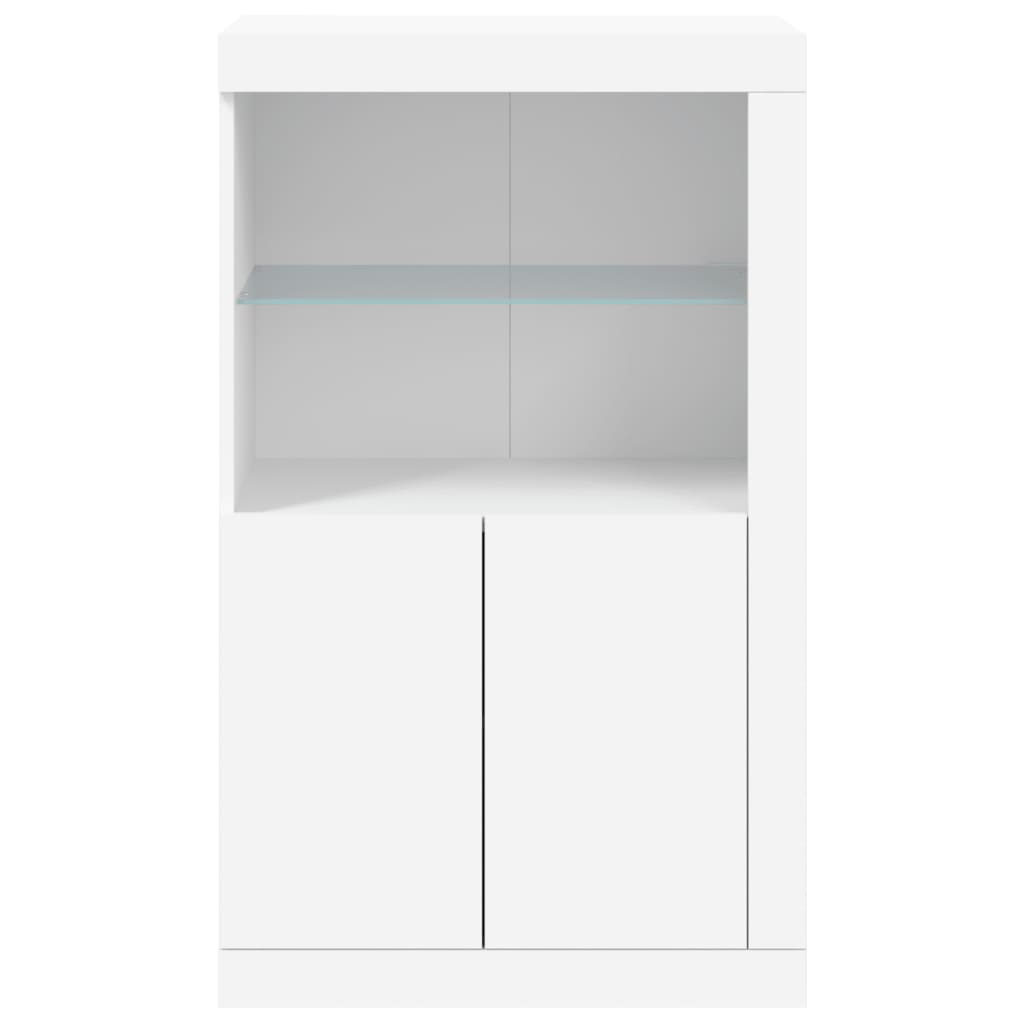 vidaXL Szafka boczna z LED, biała, materiał drewnopochodny