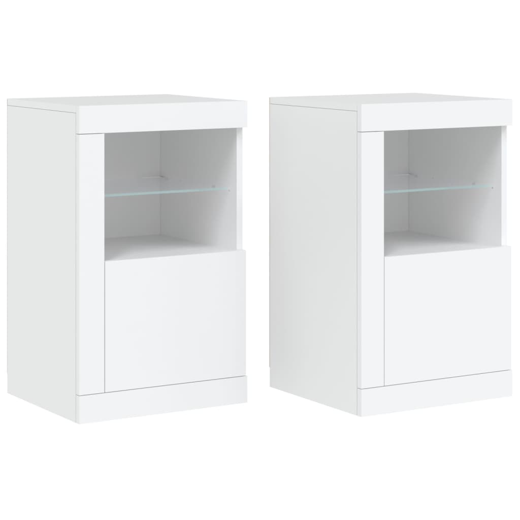 vidaXL Szafki z LED, 2 szt., białe, materiał drewnopochodny
