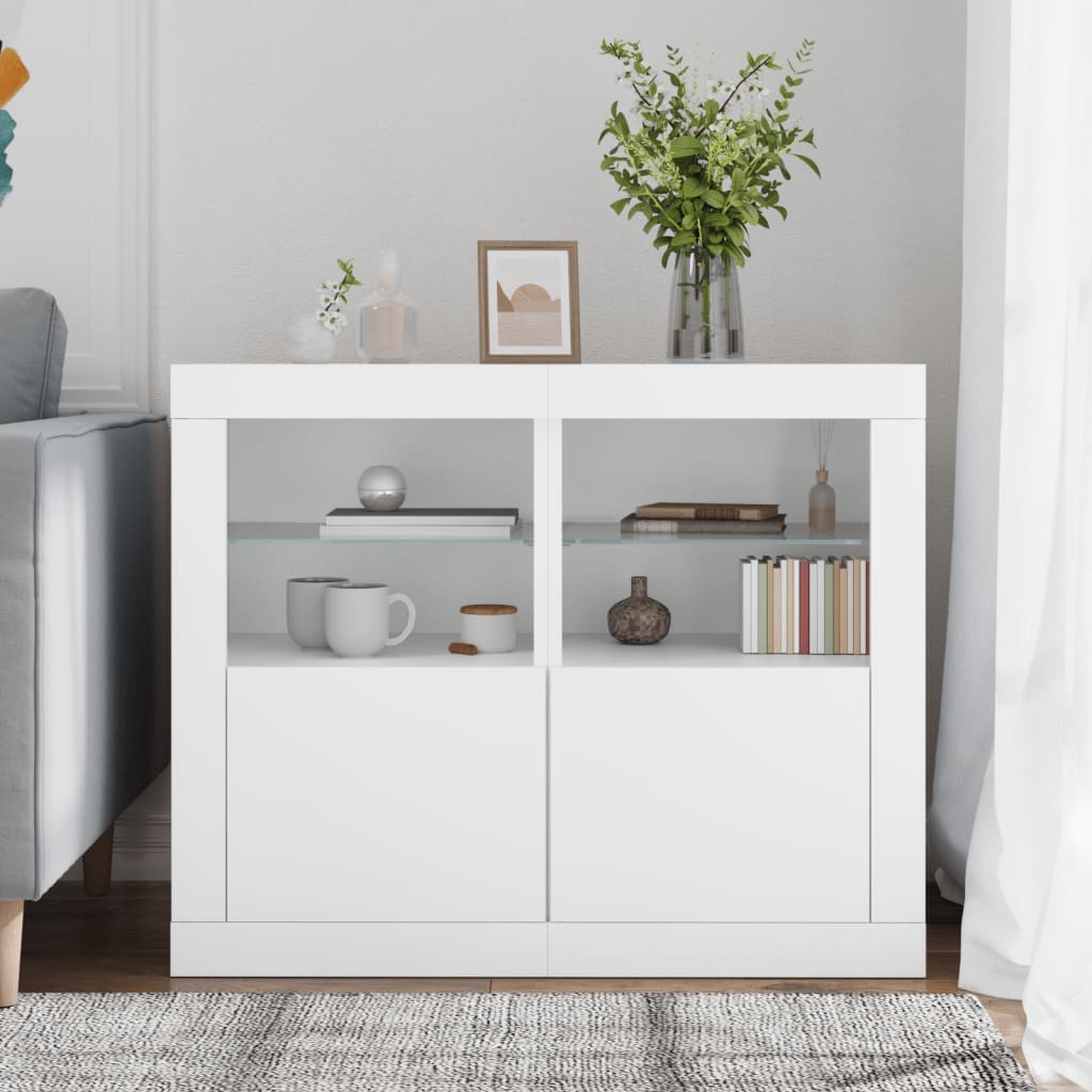 vidaXL Szafki z LED, 2 szt., białe, materiał drewnopochodny