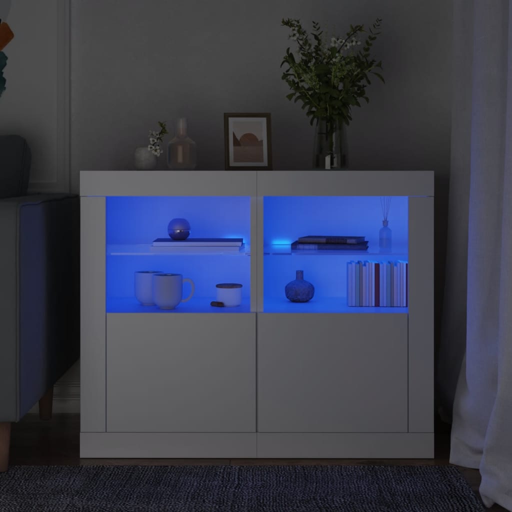vidaXL Szafki z LED, 2 szt., białe, materiał drewnopochodny