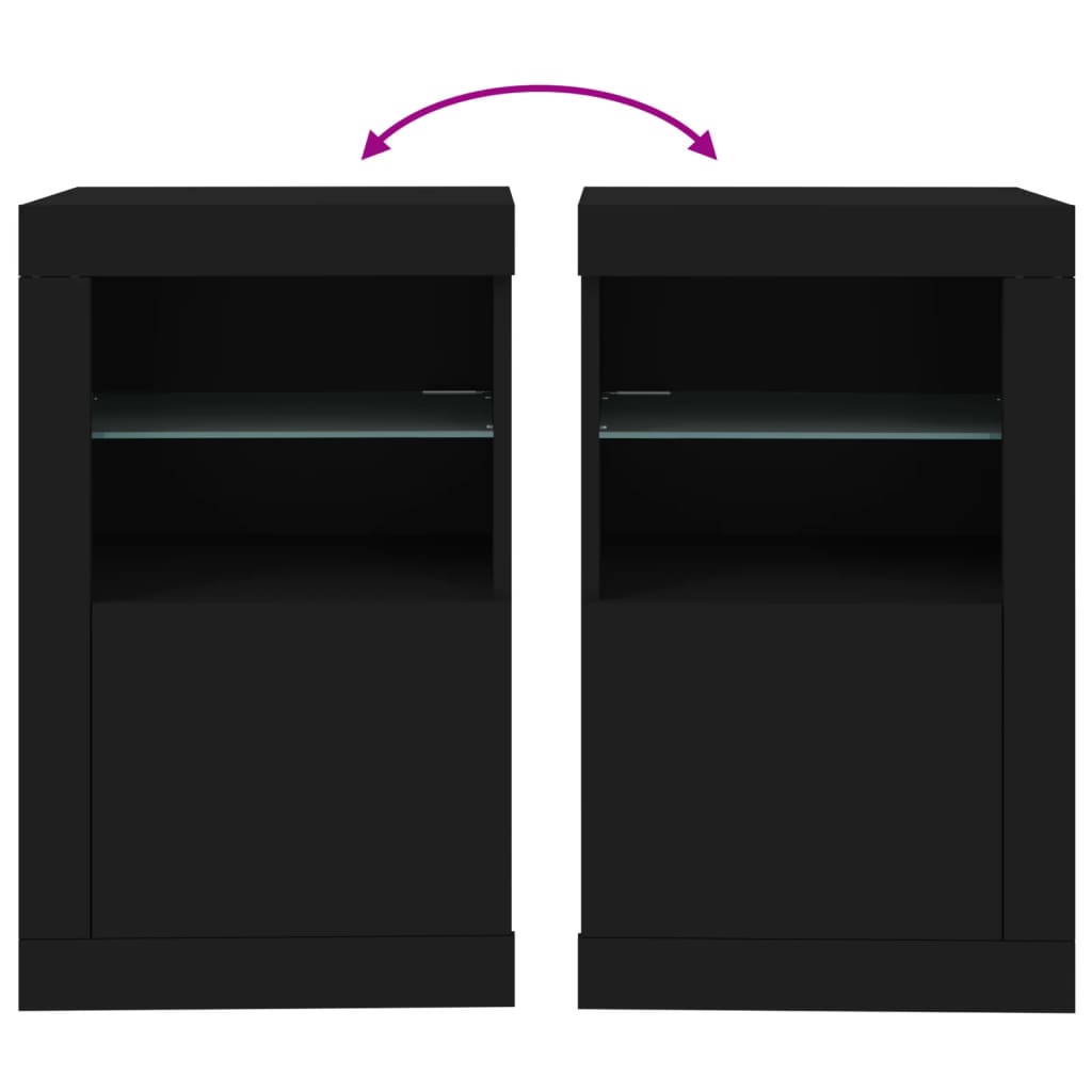 vidaXL Szafki z LED, 2 szt., czarne, materiał drewnopochodny