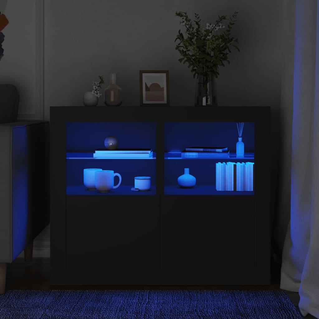 vidaXL Szafki z LED, 2 szt., czarne, materiał drewnopochodny