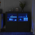 vidaXL Szafki z LED, 2 szt., czarne, materiał drewnopochodny