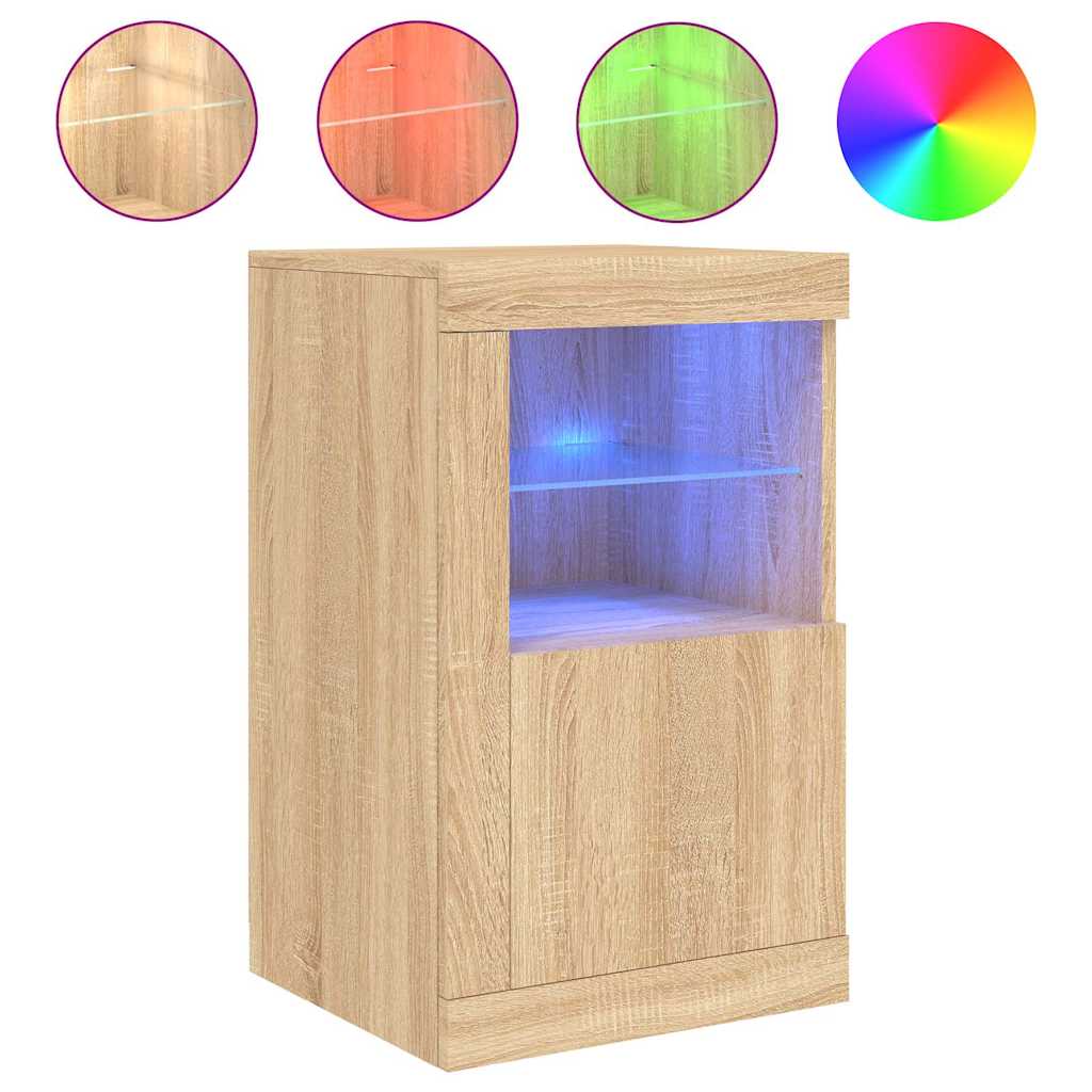 vidaXL Szafka boczna z LED, kolor dąb sonoma, materiał drewnopochodny