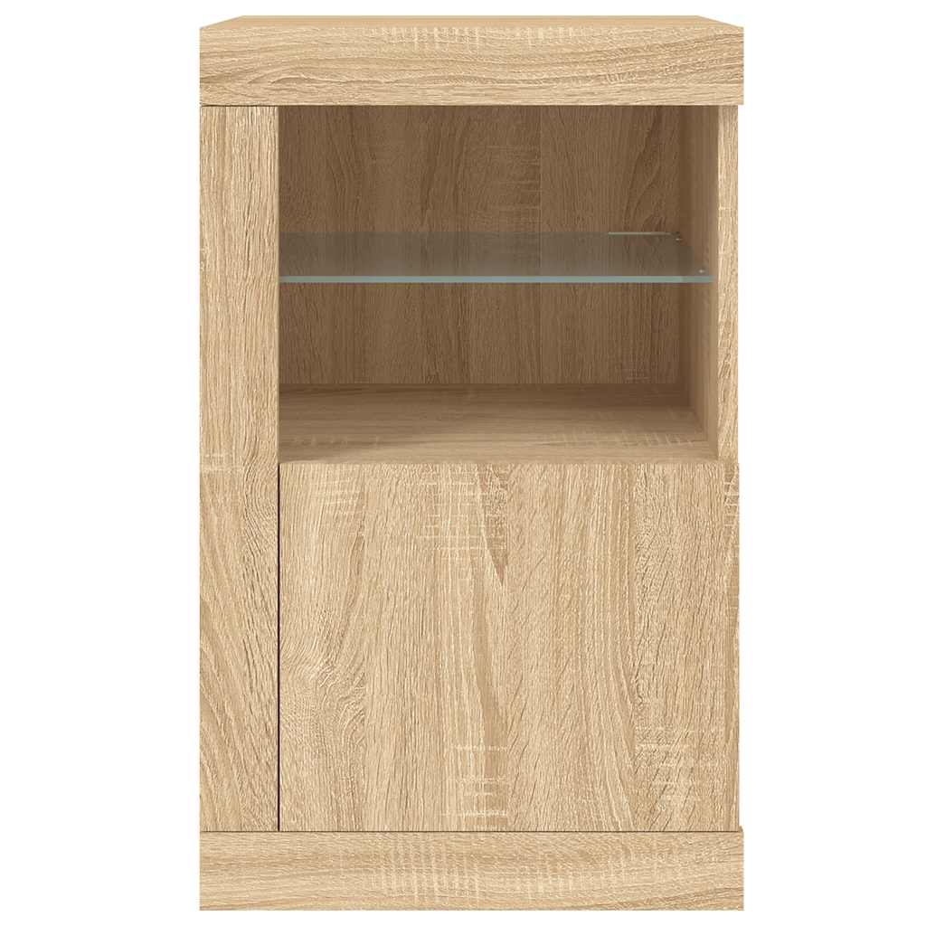 vidaXL Szafka boczna z LED, kolor dąb sonoma, materiał drewnopochodny