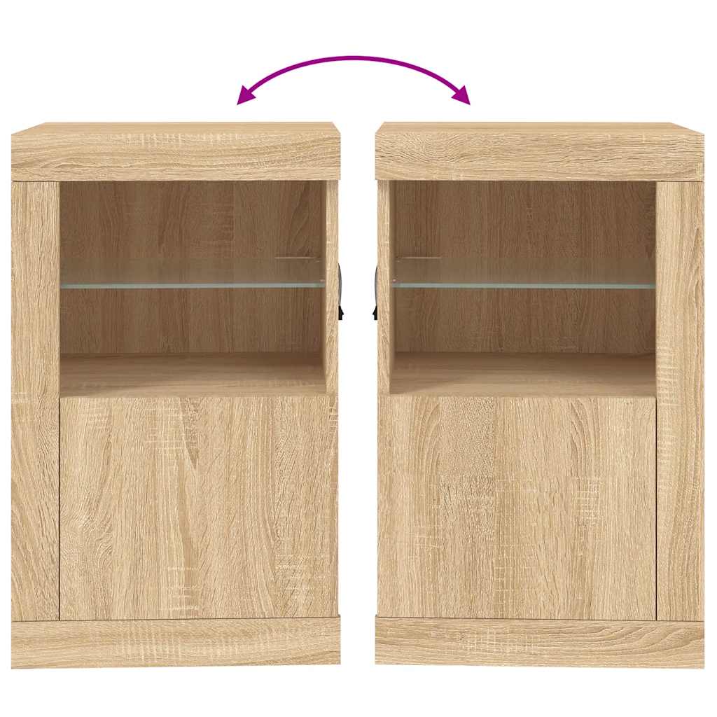 vidaXL Szafka boczna z LED, kolor dąb sonoma, materiał drewnopochodny