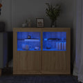 vidaXL Szafki z LED, 2 szt., dąb sonoma, materiał drewnopochodny