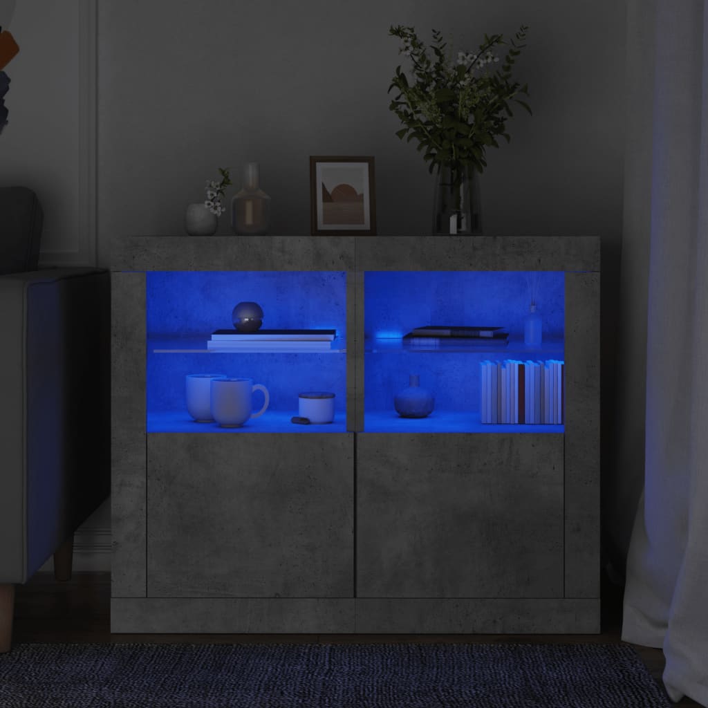 vidaXL Szafki z LED, 2 szt., szarość betonu, materiał drewnopochodny