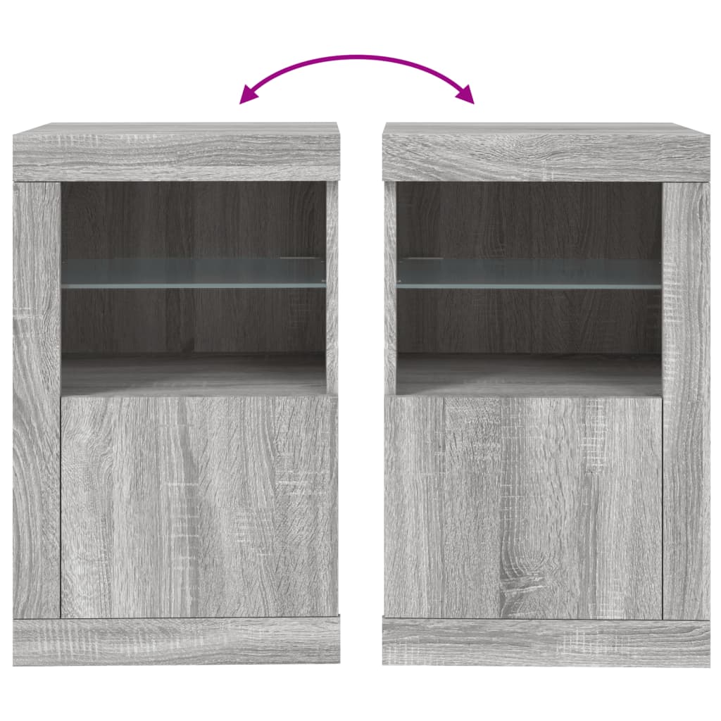vidaXL Szafki z LED, 2 szt., szary dąb sonoma, materiał drewnopochodny