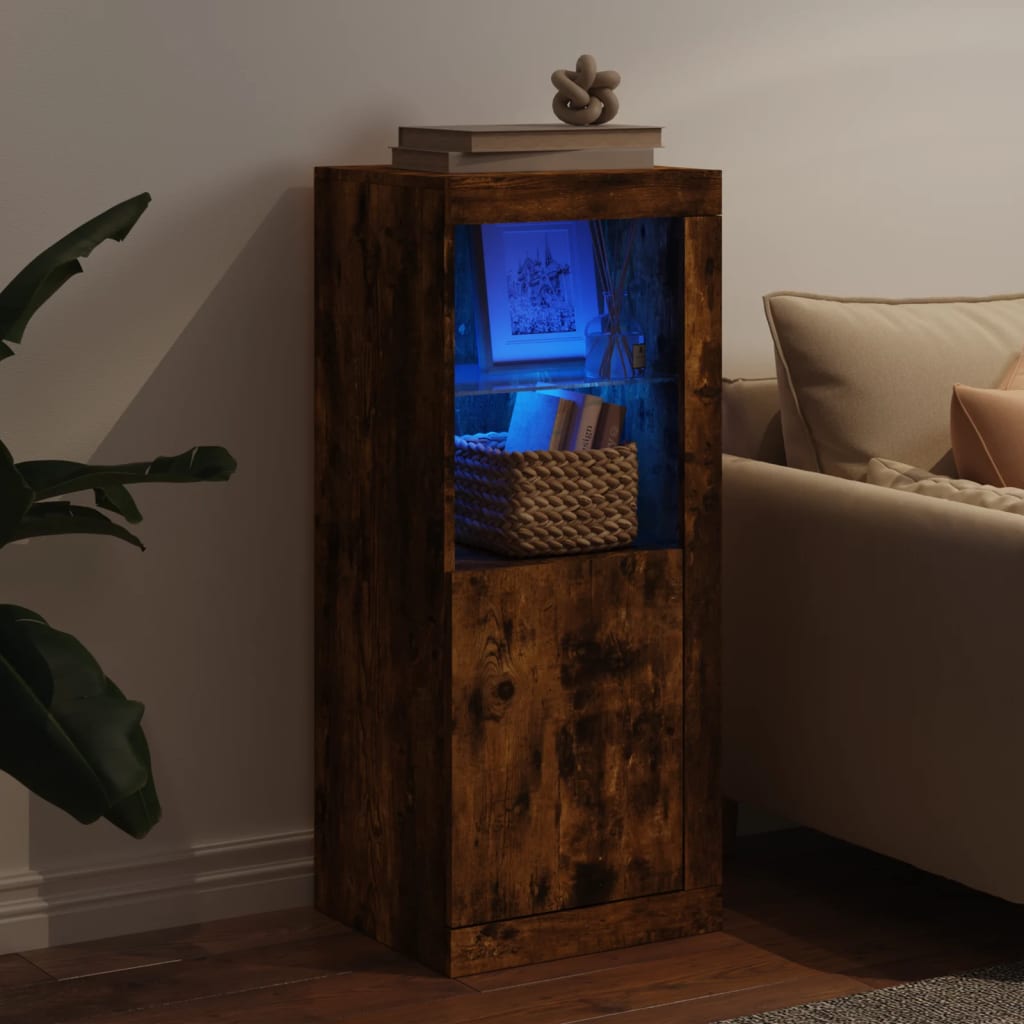 vidaXL Szafka z oświetleniem LED, przydymiony dąb, 41x37x100 cm