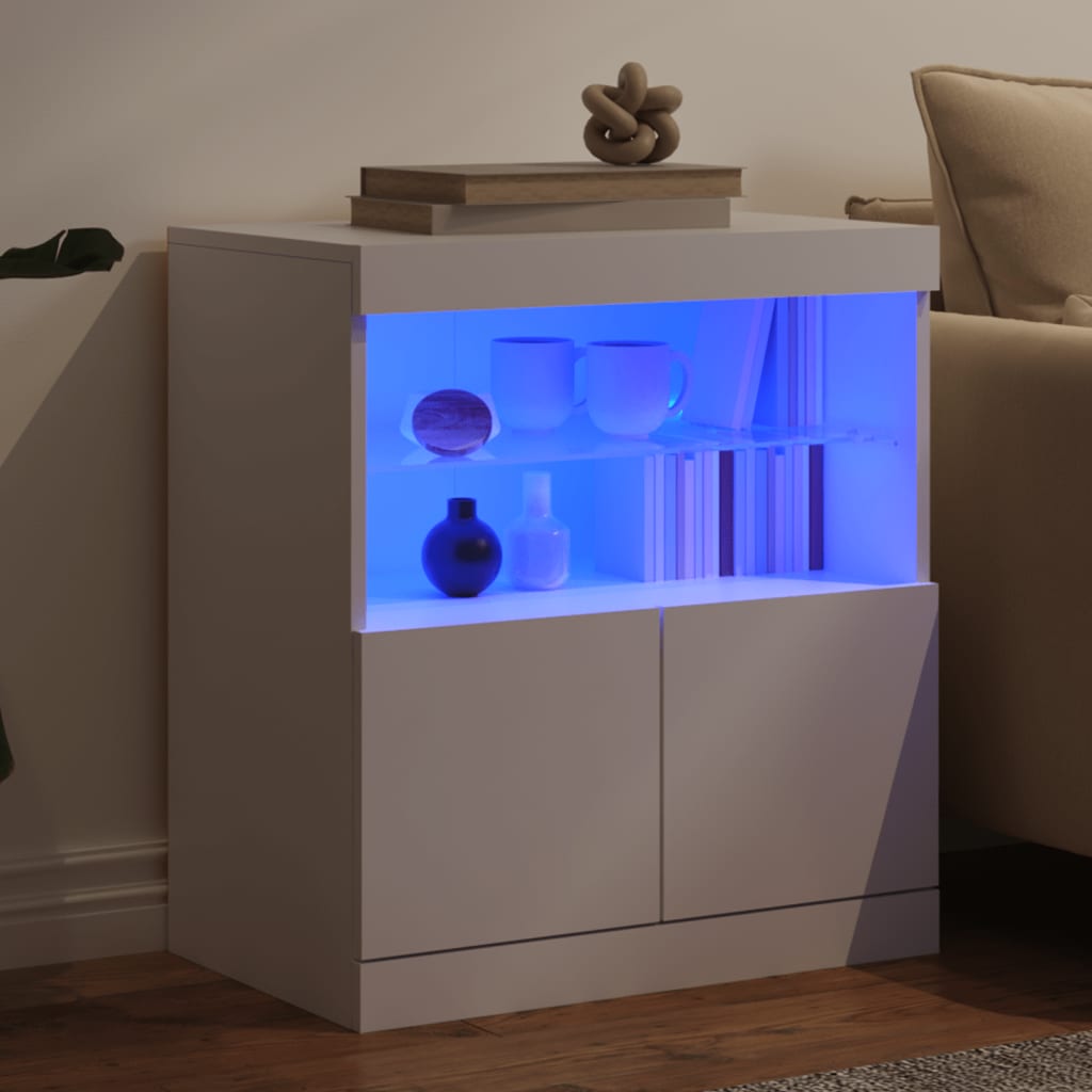 vidaXL Szafka z oświetleniem LED, biała, 60x37x67 cm