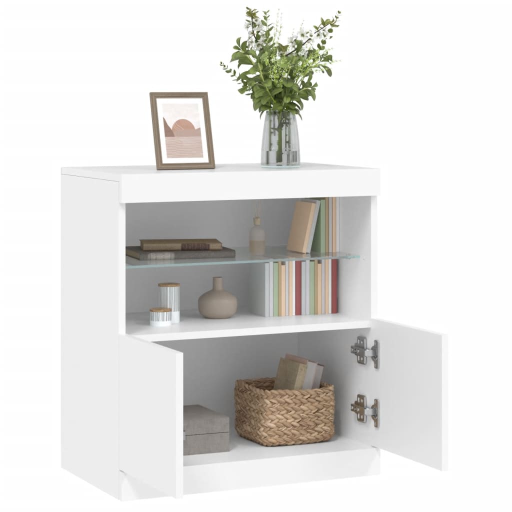 vidaXL Szafka z oświetleniem LED, biała, 60x37x67 cm