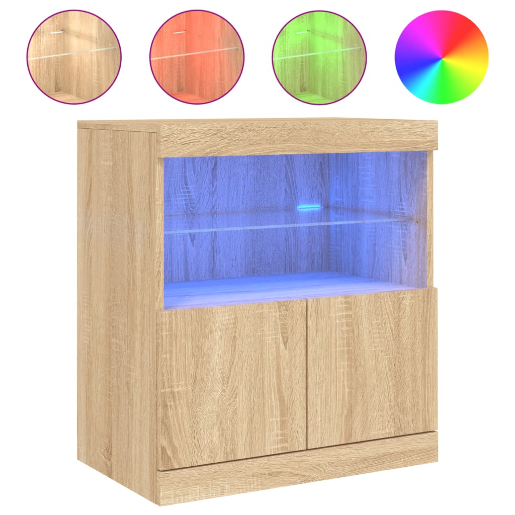 vidaXL Szafka z oświetleniem LED, dąb sonoma, 60x37x67 cm