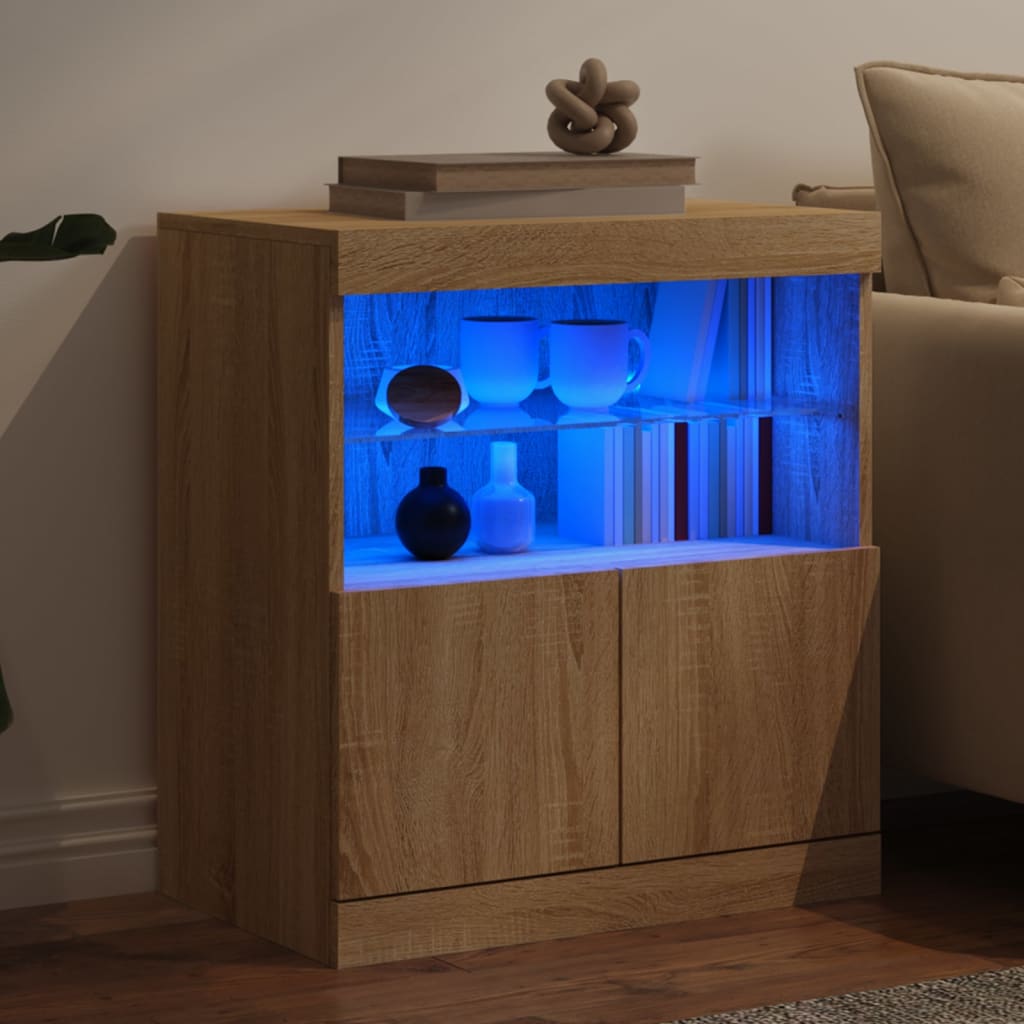 vidaXL Szafka z oświetleniem LED, dąb sonoma, 60x37x67 cm