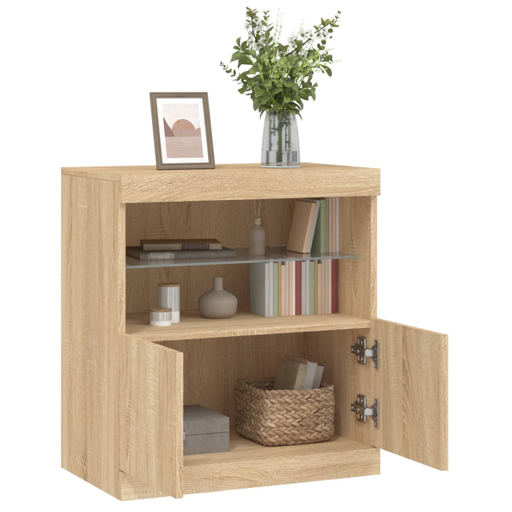 vidaXL Szafka z oświetleniem LED, dąb sonoma, 60x37x67 cm