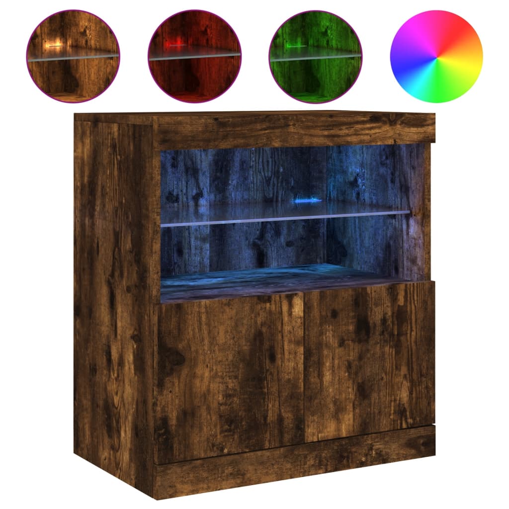 vidaXL Szafka z oświetleniem LED, przydymiony dąb, 60x37x67 cm