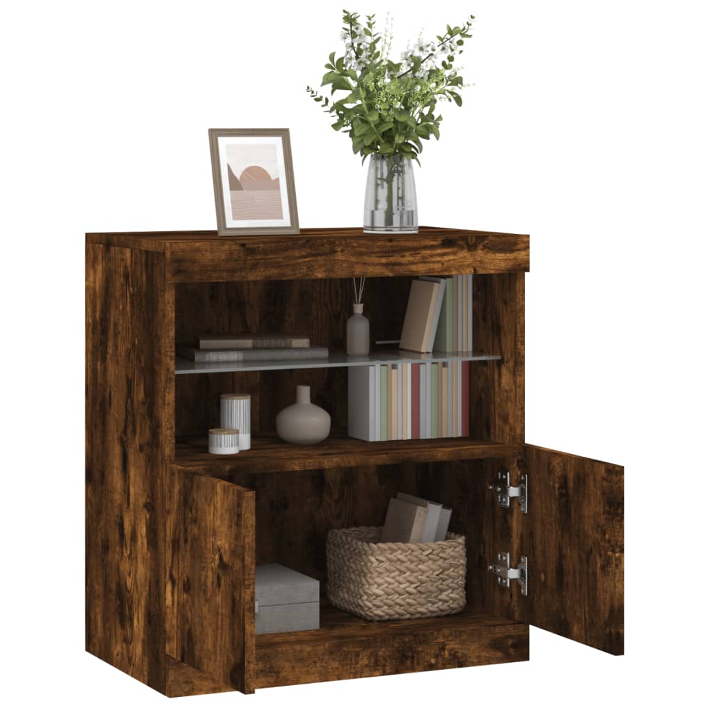 vidaXL Szafka z oświetleniem LED, przydymiony dąb, 60x37x67 cm