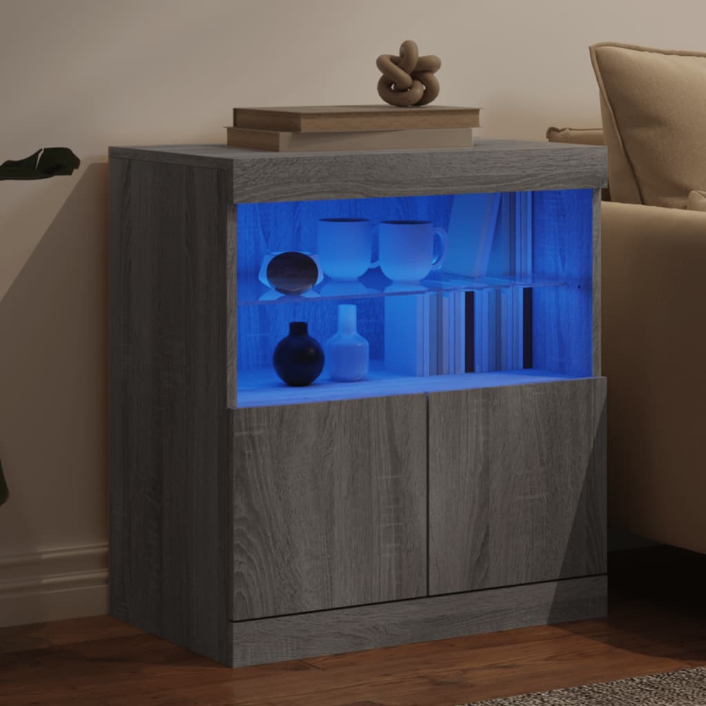 vidaXL Szafka z oświetleniem LED, szary dąb sonoma, 60x37x67 cm