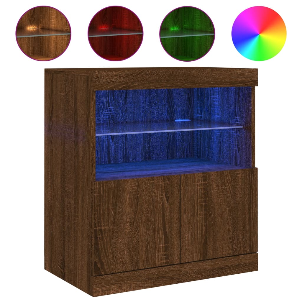 vidaXL Szafka z oświetleniem LED, brązowy dąb, 60x37x67 cm