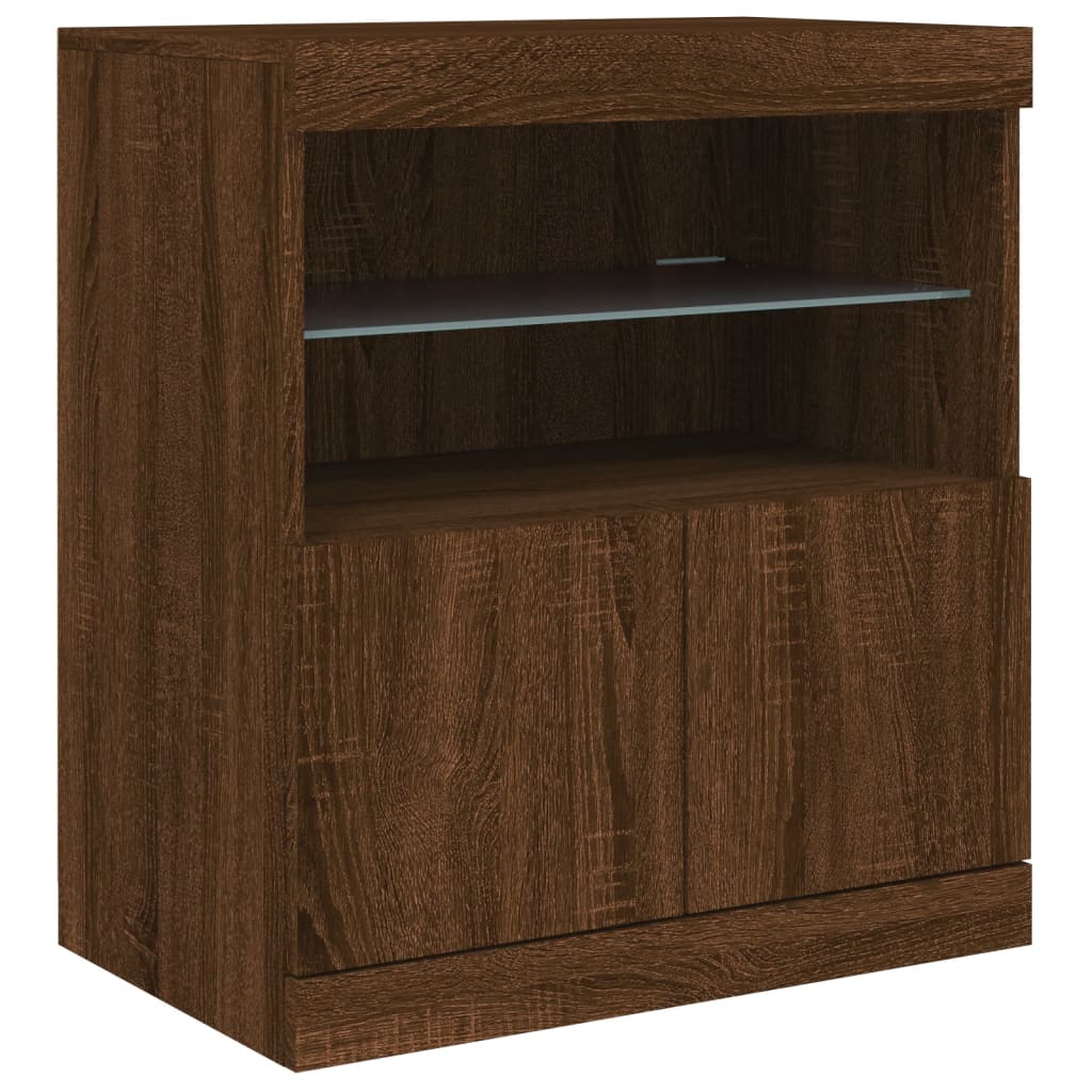 vidaXL Szafka z oświetleniem LED, brązowy dąb, 60x37x67 cm