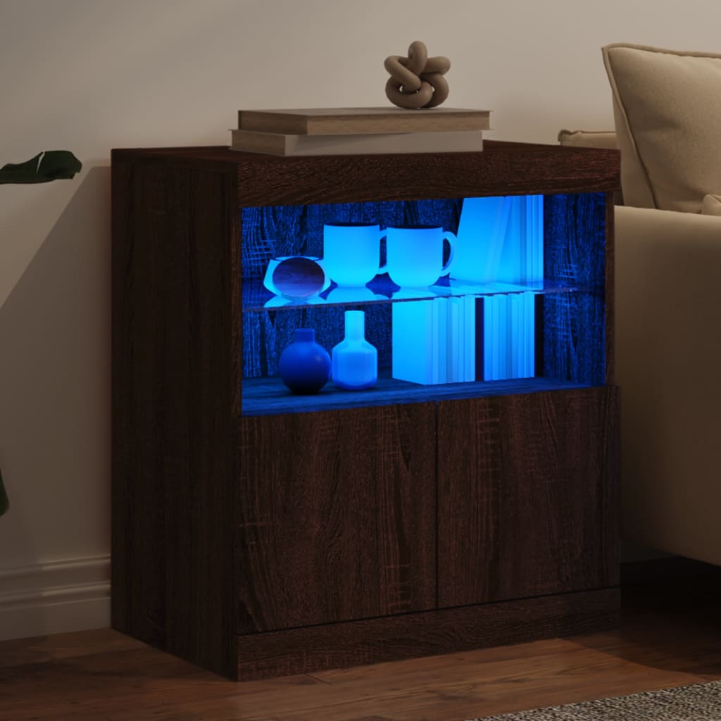 vidaXL Szafka z oświetleniem LED, brązowy dąb, 60x37x67 cm