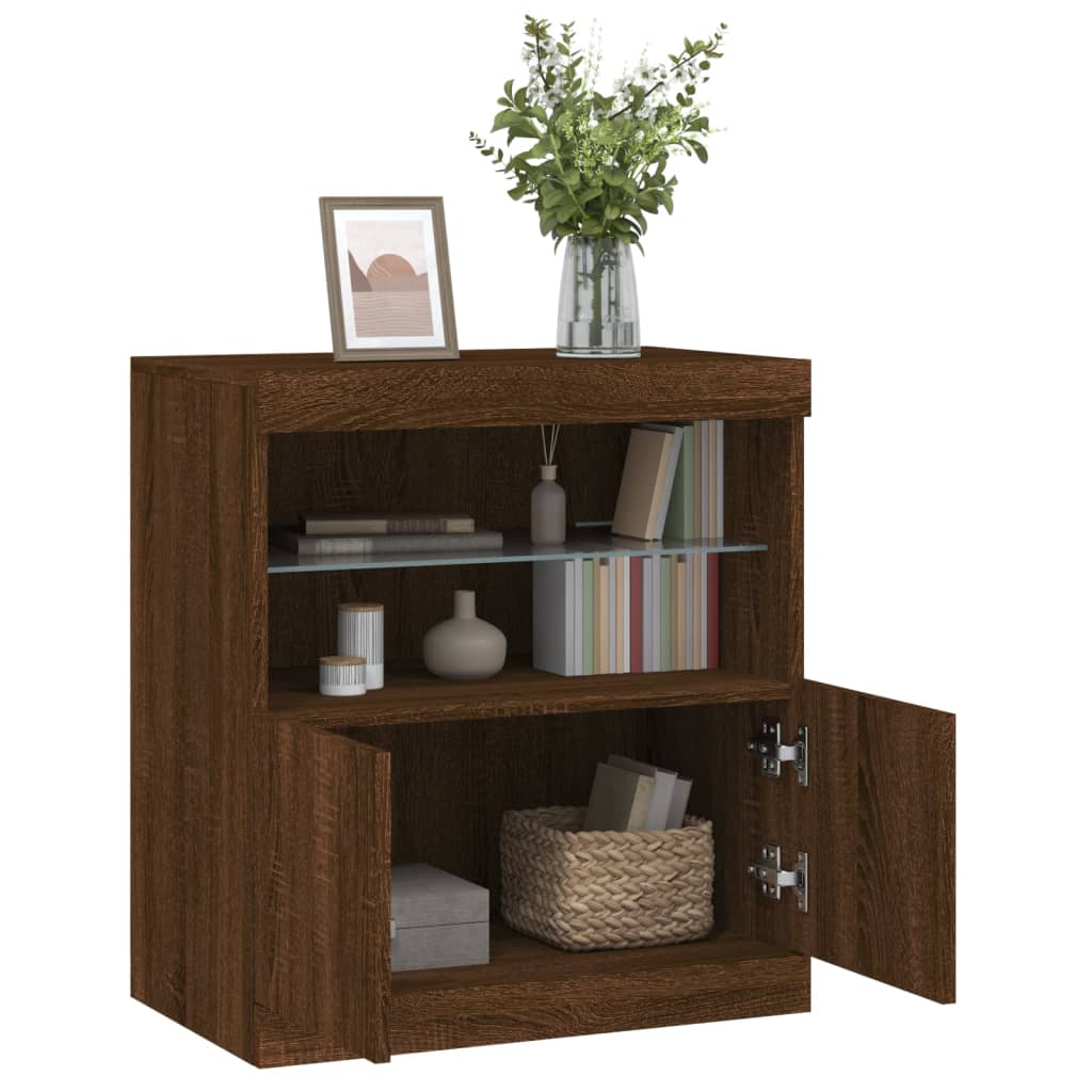 vidaXL Szafka z oświetleniem LED, brązowy dąb, 60x37x67 cm